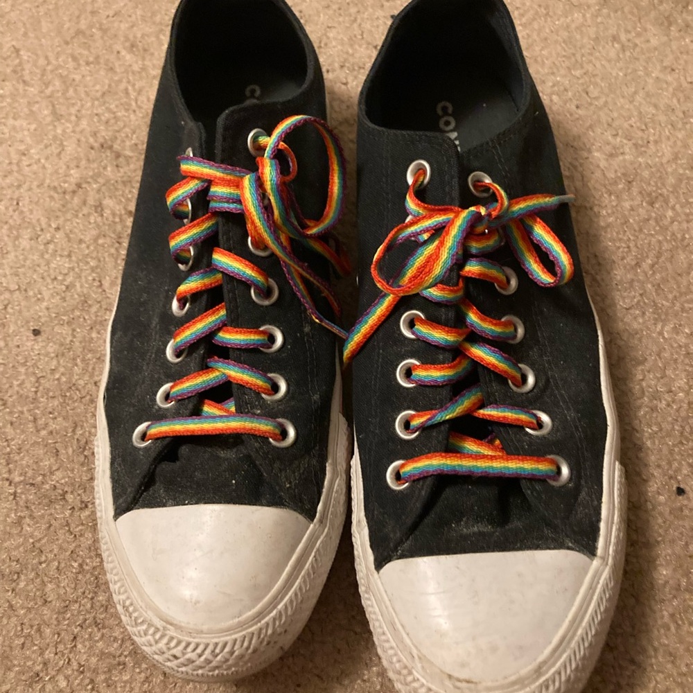 Converse PRIDE  Black Sneakers with Rainbow Laces